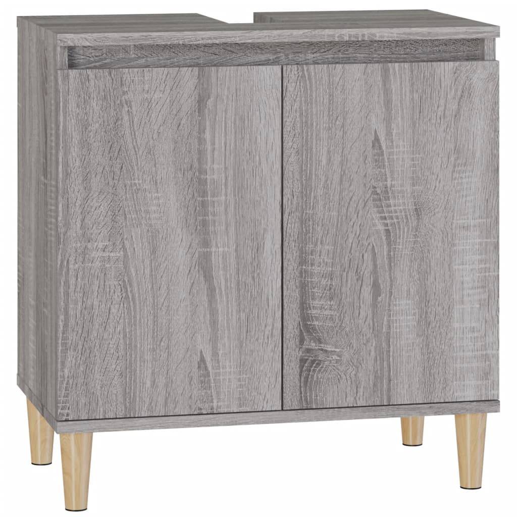 vidaXL Waschbeckenunterschrank Grau Sonoma 58x33x60 cm Holzwerkstoff