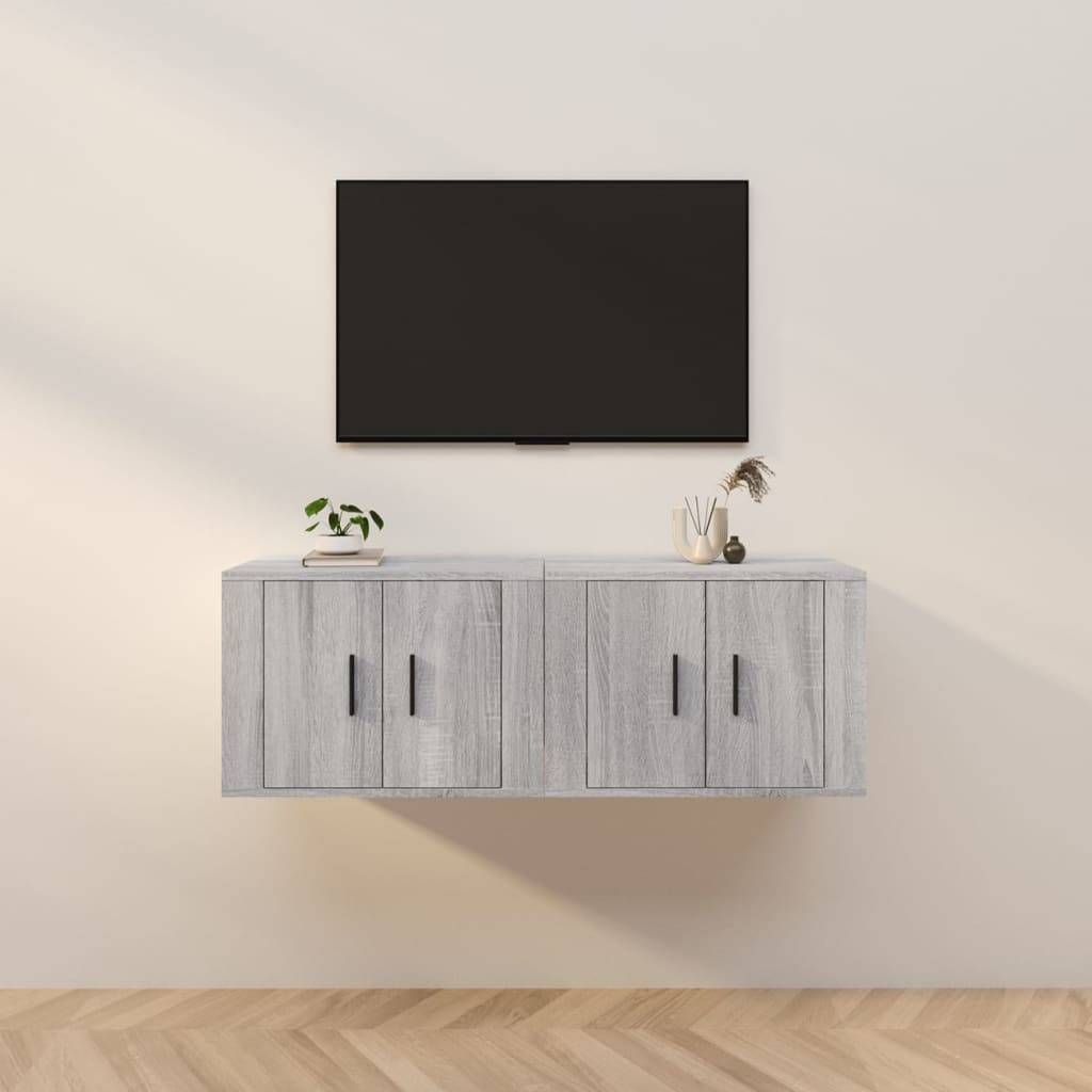 vidaXL TV-Wandschränke 2 Stk. Grau Sonoma 57x34,5x40 cm