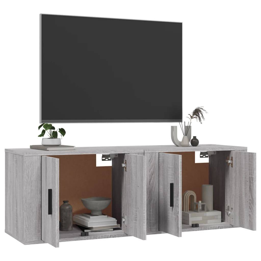 vidaXL TV-Wandschränke 2 Stk. Grau Sonoma 57x34,5x40 cm
