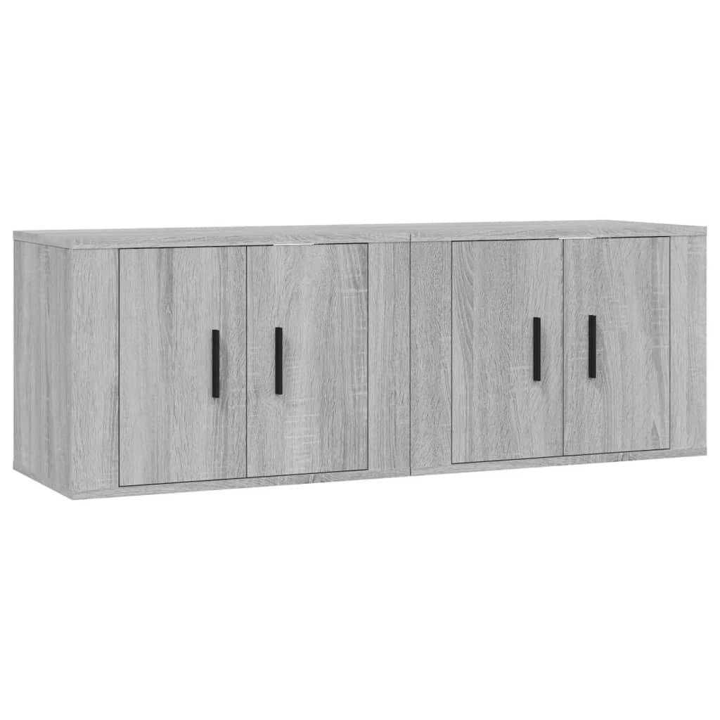 vidaXL TV-Wandschränke 2 Stk. Grau Sonoma 57x34,5x40 cm