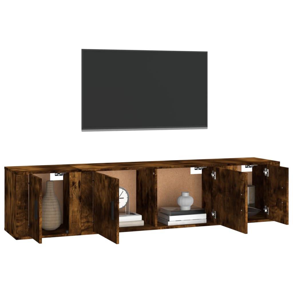 vidaXL 3-tlg. TV-Schrank-Set Räuchereiche Holzwerkstoff