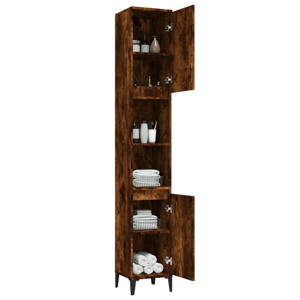 vidaXL Badschrank Räuchereiche 30x30x190 cm Holzwerkstoff