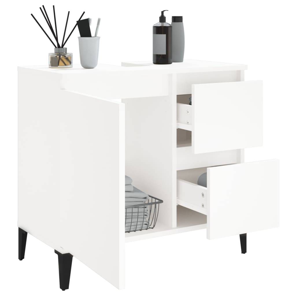 vidaXL Badschrank Weiß 65x33x60 cm Holzwerkstoff