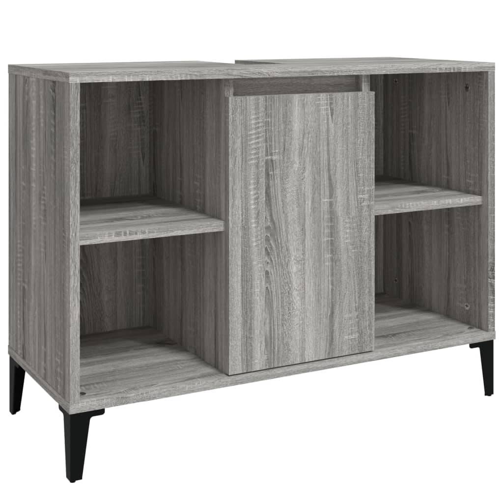 vidaXL Waschbeckenunterschrank Grau Sonoma 80x33x60 cm Holzwerkstoff