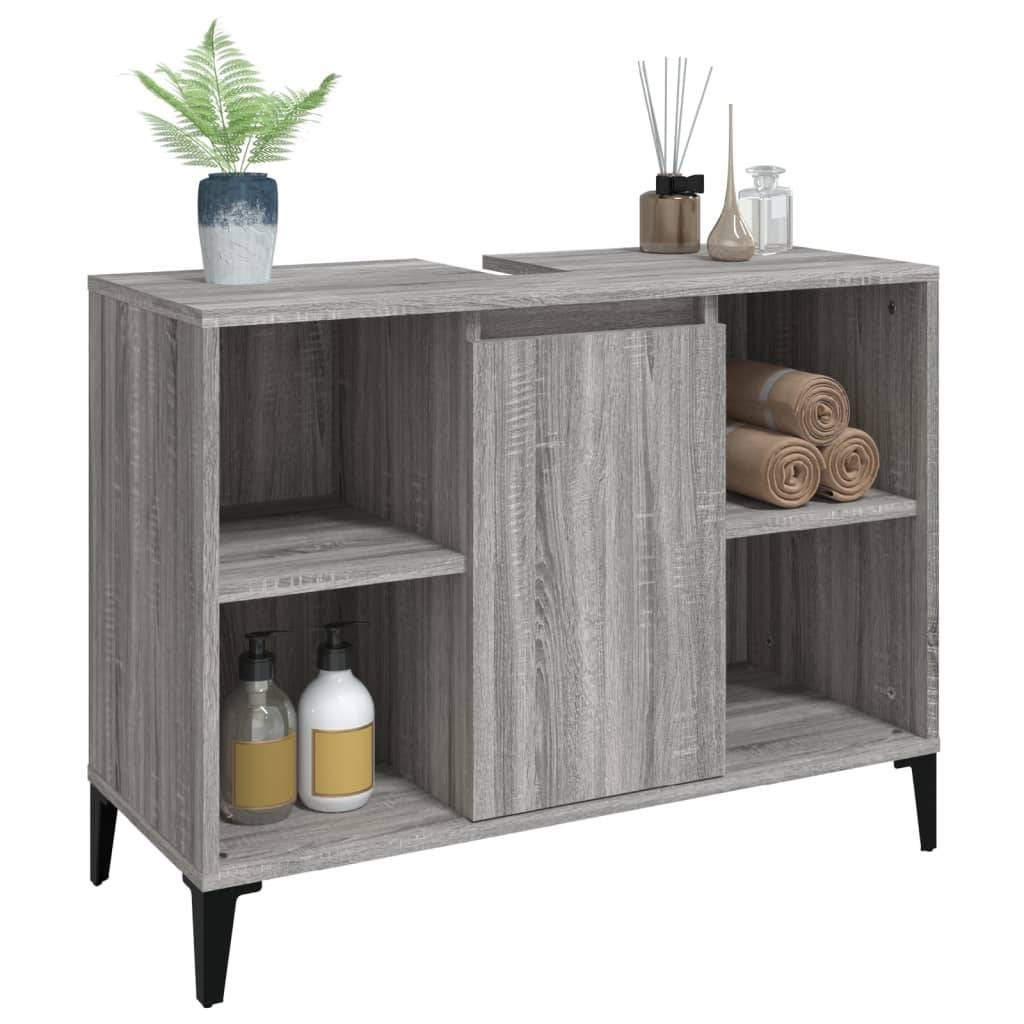 vidaXL Waschbeckenunterschrank Grau Sonoma 80x33x60 cm Holzwerkstoff