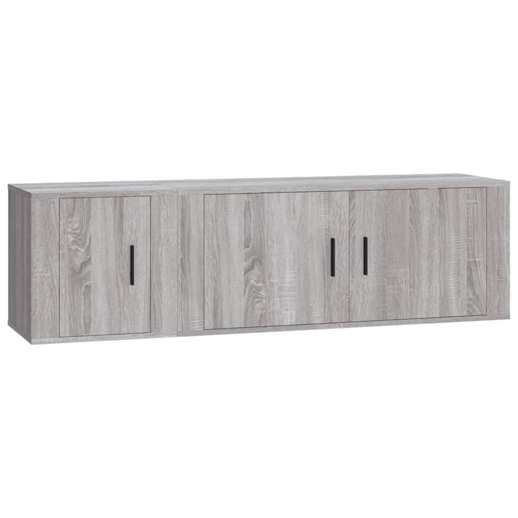 vidaXL 2-tlg. TV-Schrank-Set Grau Sonoma Holzwerkstoff