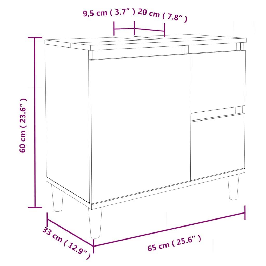 vidaXL Badschrank Weiß 65x33x60 cm Holzwerkstoff