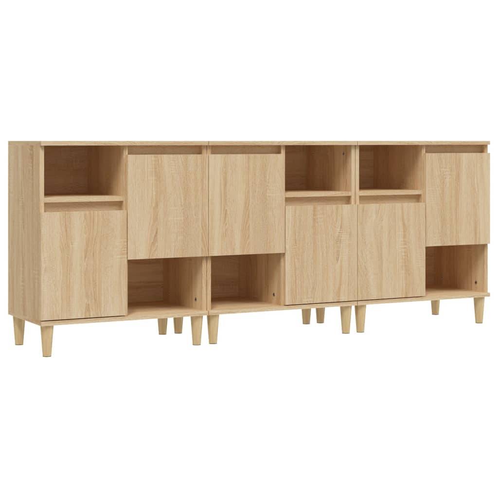 vidaXL Sideboards 3 Stk. Sonoma-Eiche 60x35x70 cm Holzwerkstoff