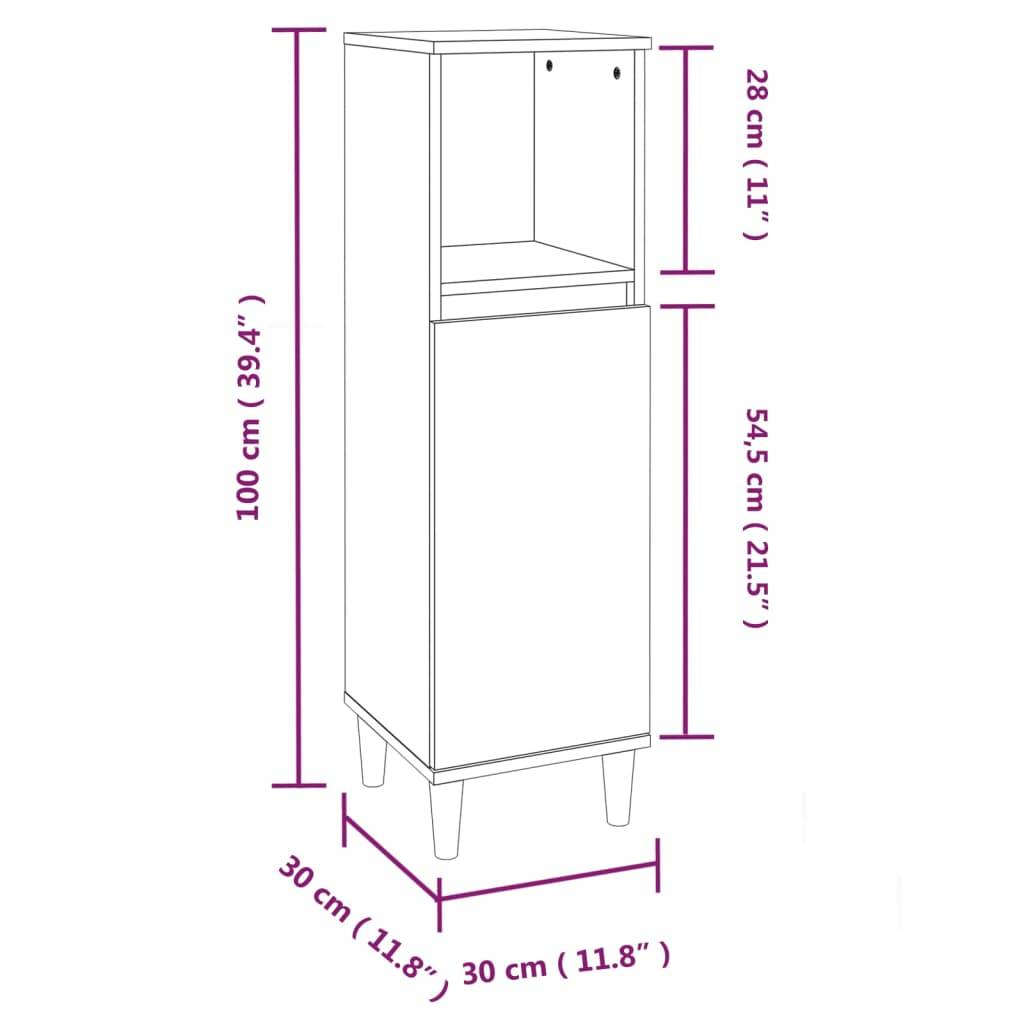 vidaXL Badschrank Weiß 30x30x100 cm Holzwerkstoff