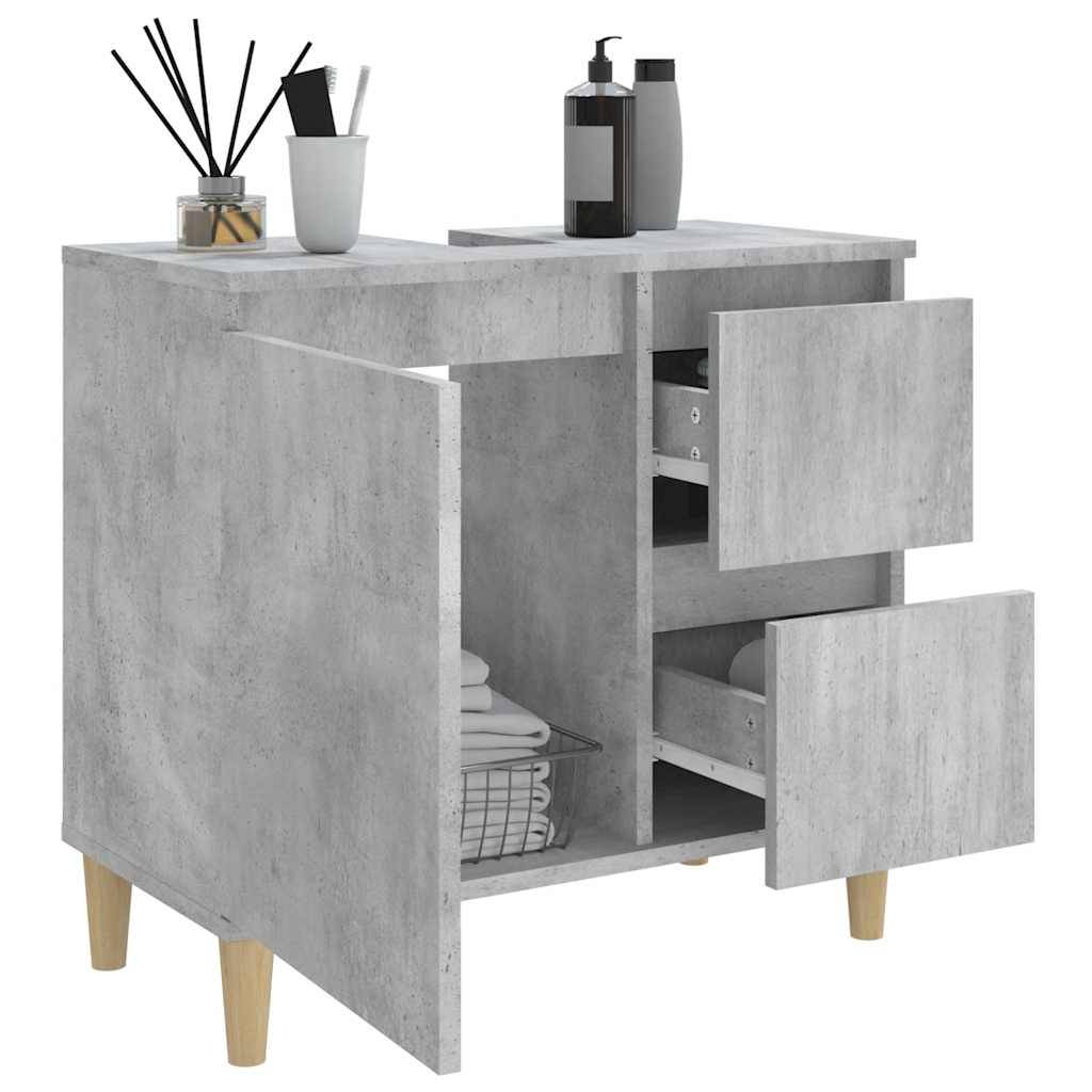 vidaXL Badschrank Betongrau 65x33x60 cm Holzwerkstoff