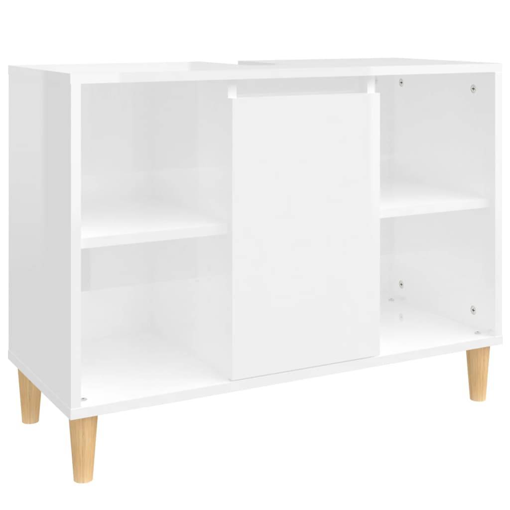 vidaXL Waschbeckenunterschrank Hochglanz-Weiß 80x33x60cm Holzwerkstoff