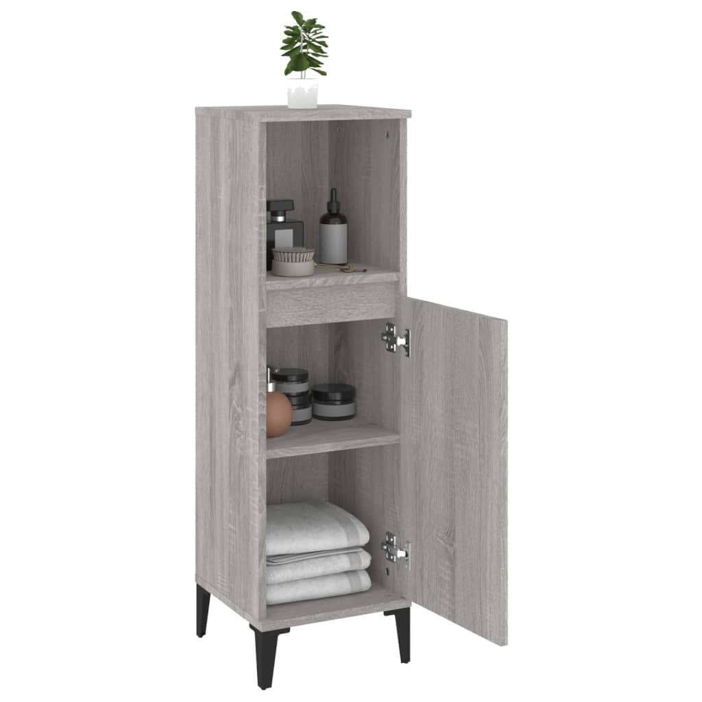 vidaXL Badschrank Grau Sonoma 30x30x100 cm Holzwerkstoff