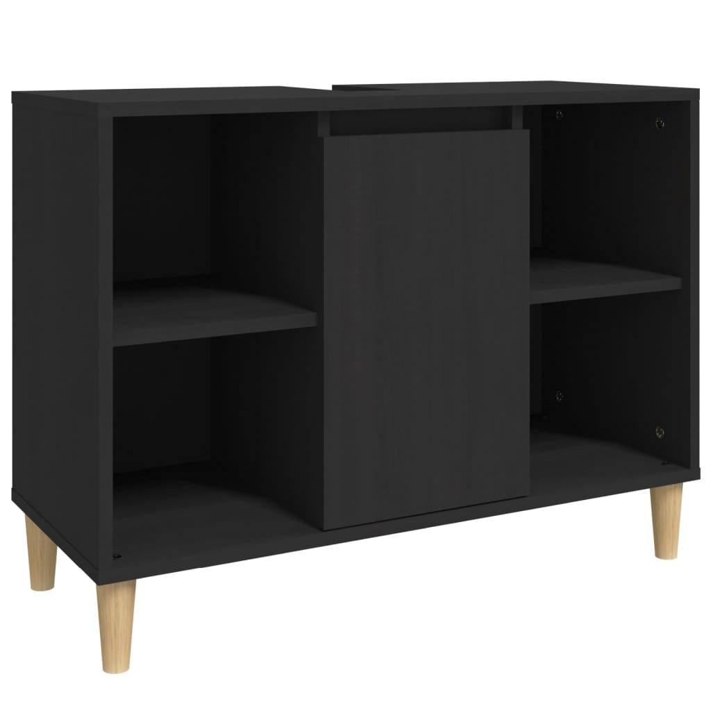 vidaXL Waschbeckenunterschrank Schwarz 80x33x60 cm Holzwerkstoff
