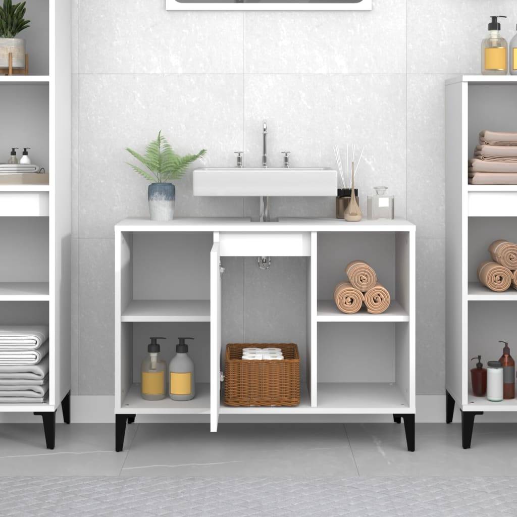 vidaXL Waschbeckenunterschrank Weiß 80x33x60 cm Holzwerkstoff