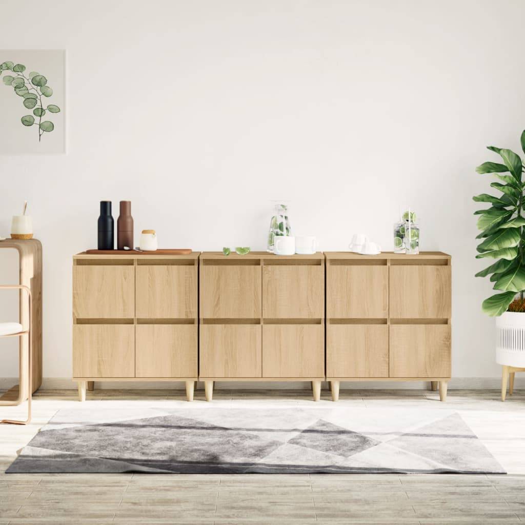 vidaXL Sideboards 3 Stk. Sonoma-Eiche 60x35x70 cm Holzwerkstoff