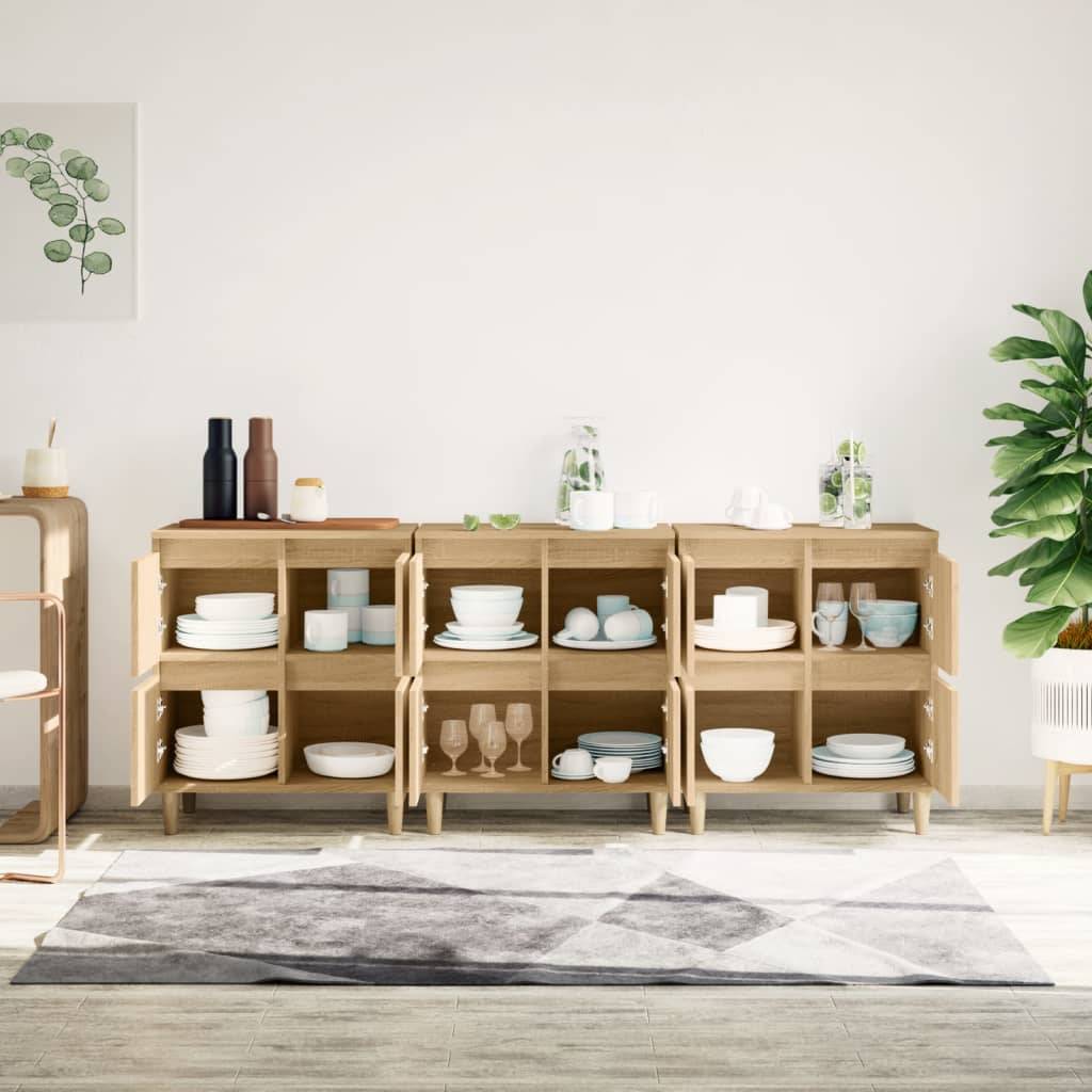 vidaXL Sideboards 3 Stk. Sonoma-Eiche 60x35x70 cm Holzwerkstoff