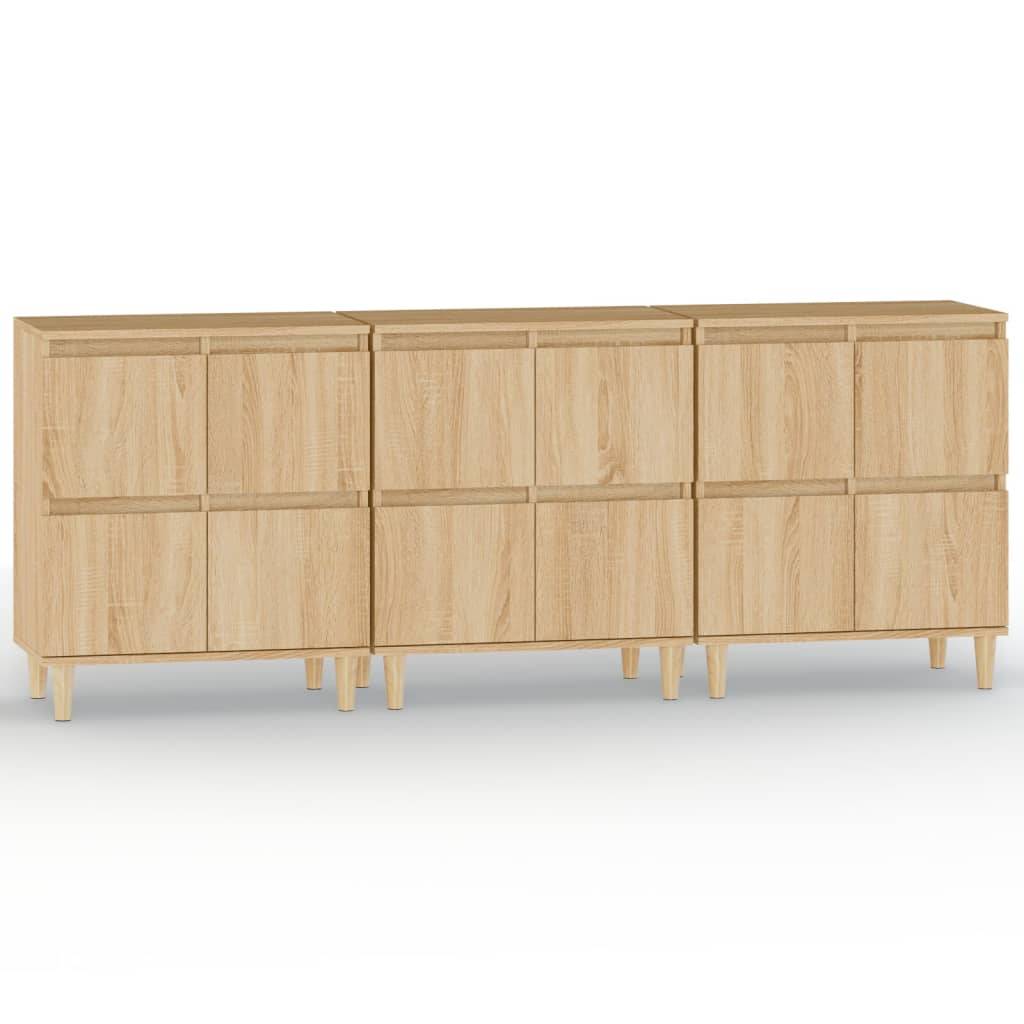vidaXL Sideboards 3 Stk. Sonoma-Eiche 60x35x70 cm Holzwerkstoff
