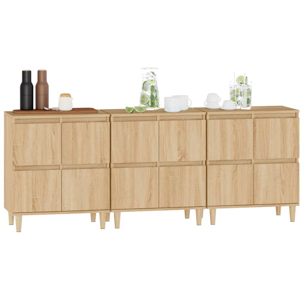 vidaXL Sideboards 3 Stk. Sonoma-Eiche 60x35x70 cm Holzwerkstoff