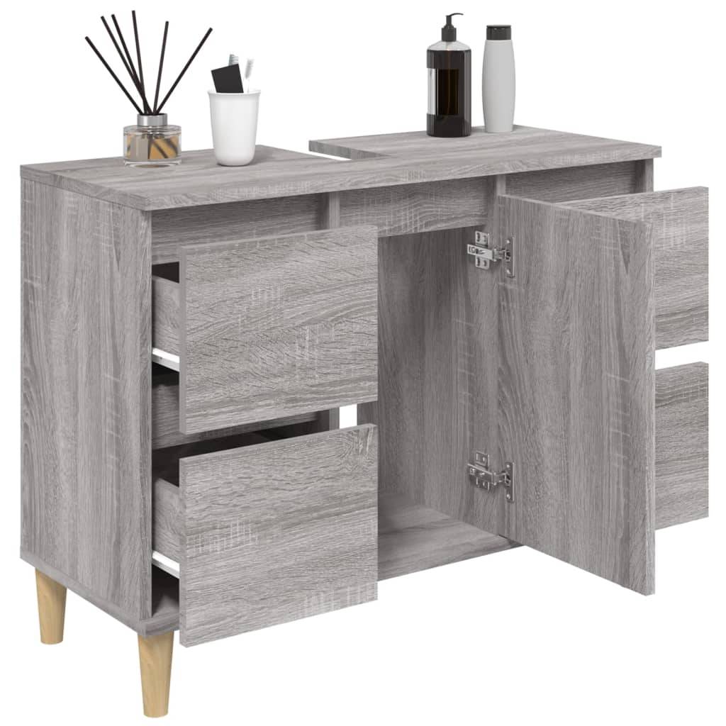 vidaXL Waschbeckenunterschrank Grau Sonoma 80x33x60 cm Holzwerkstoff