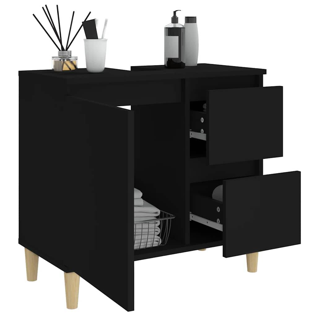 vidaXL Badschrank Schwarz 65x33x60 cm Holzwerkstoff