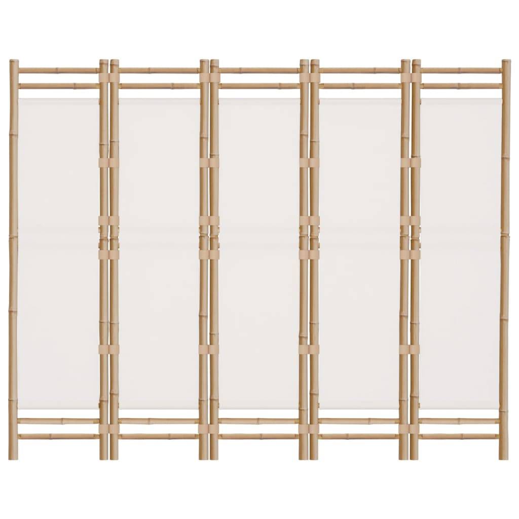 vidaXL 5-tlg. Paravent Faltbar 200 cm Bambus und Canvas