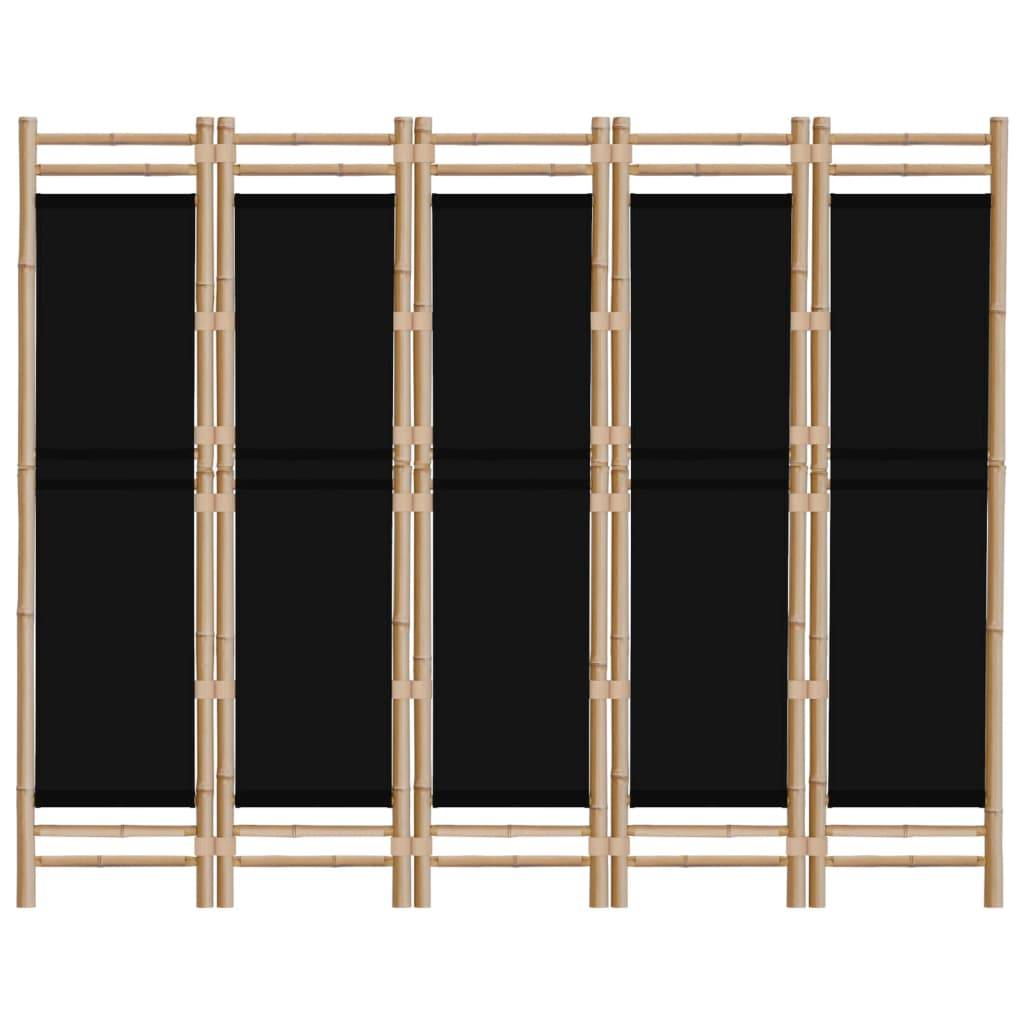 vidaXL 5-tlg. Paravent Faltbar 200 cm Bambus und Canvas