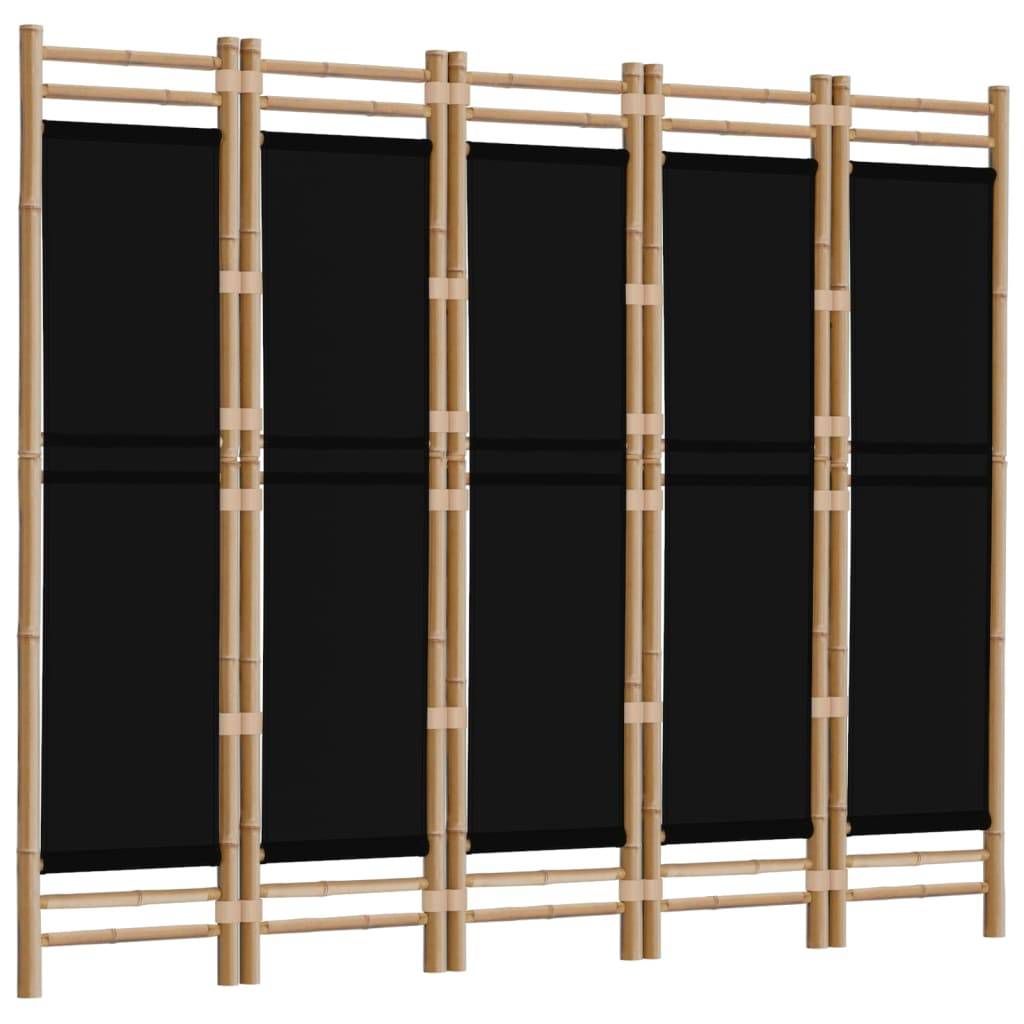 vidaXL 5-tlg. Paravent Faltbar 200 cm Bambus und Canvas