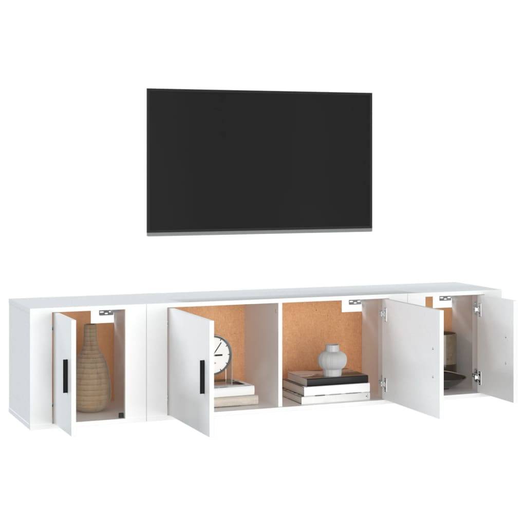 vidaXL 3-tlg. TV-Schrank-Set Weiß Holzwerkstoff