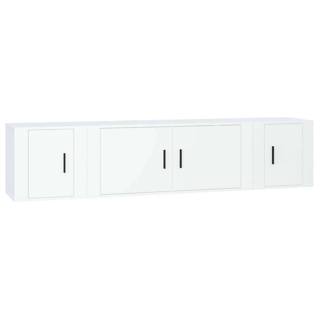 vidaXL 3-tlg. TV-Schrank-Set Weiß Holzwerkstoff