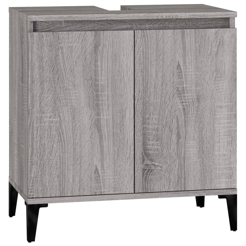 vidaXL Waschbeckenunterschrank Grau Sonoma 58x33x60 cm Holzwerkstoff