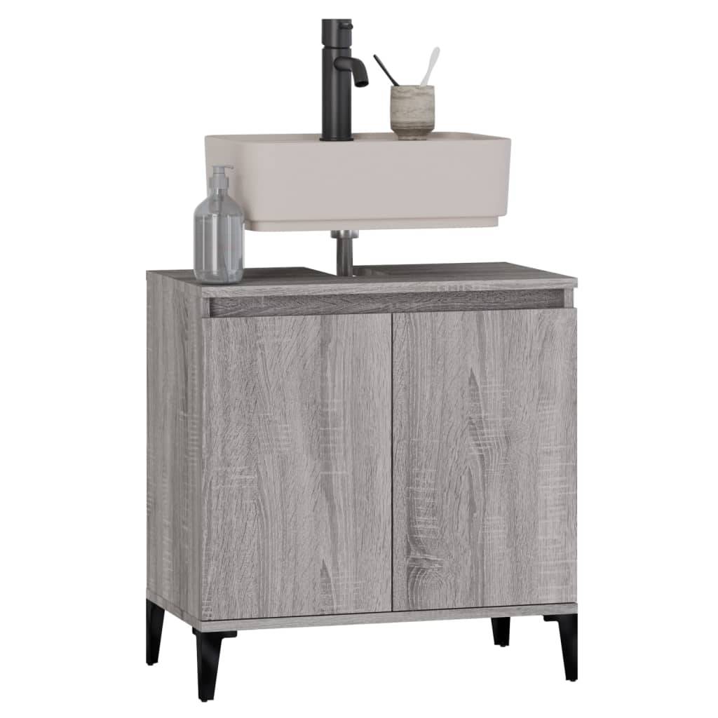 vidaXL Waschbeckenunterschrank Grau Sonoma 58x33x60 cm Holzwerkstoff
