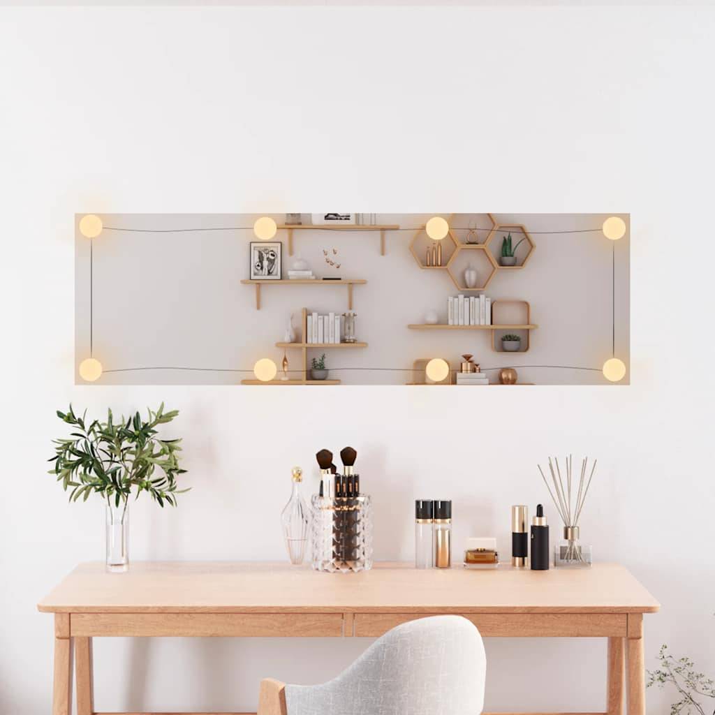 vidaXL Wandspiegel mit LED-Leuchten 30x100 cm Glas Rechteckig
