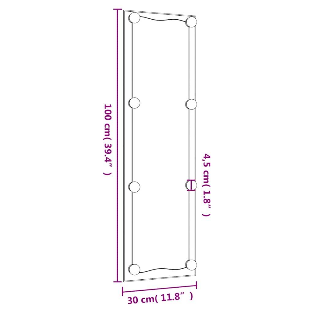 vidaXL Wandspiegel mit LED-Leuchten 30x100 cm Glas Rechteckig