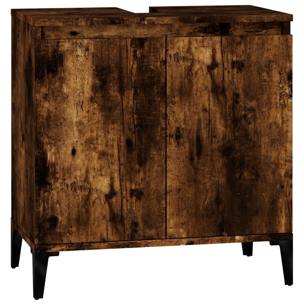 vidaXL Waschbeckenunterschrank Räuchereiche 58x33x60 cm Holzwerkstoff