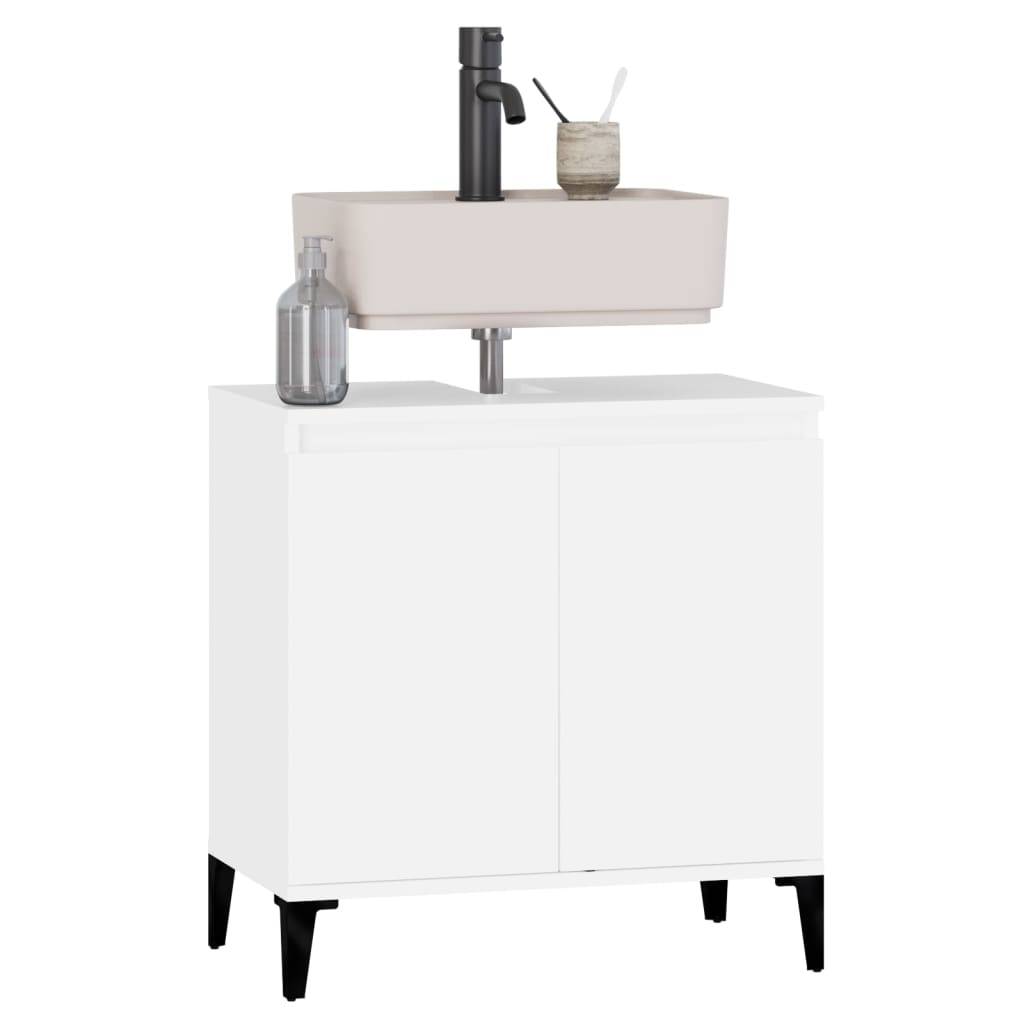 vidaXL Waschbeckenunterschrank Weiß 58x33x60 cm Holzwerkstoff