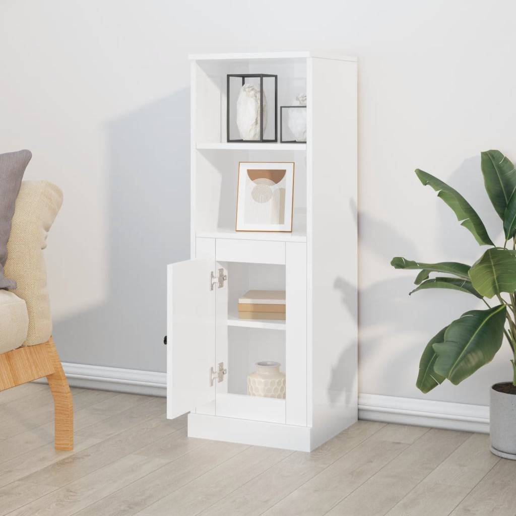 vidaXL Highboard Hochglanz-Weiß 36x35,5x103,5 cm Holzwerkstoff