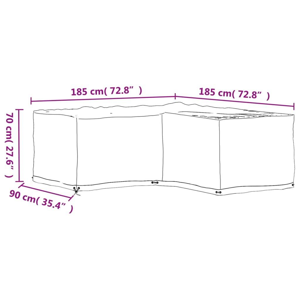 vidaXL Gartenmöbel-Abdeckungen in L-Form 2 Stk. 12 Ösen 185x185x70 cm