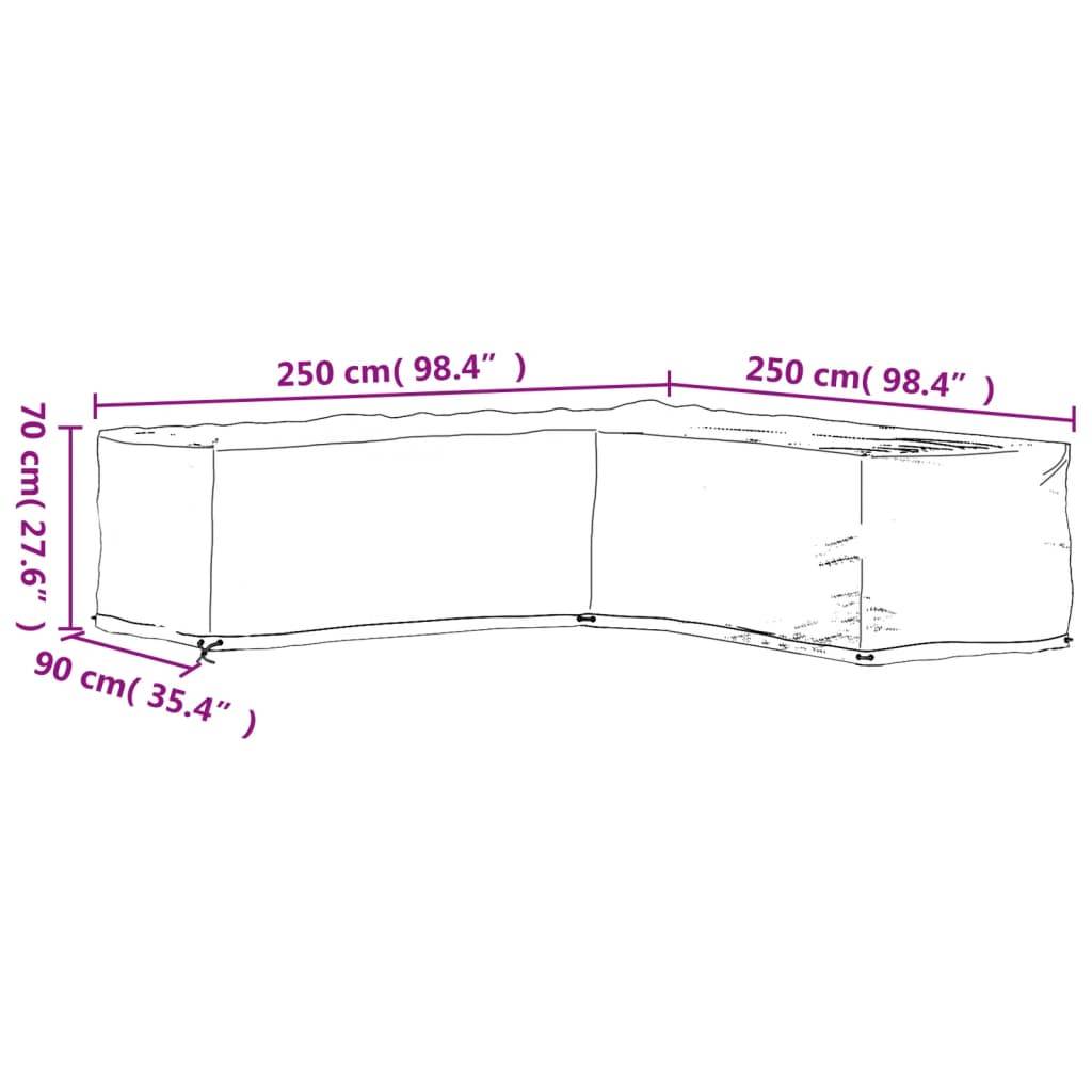 vidaXL Gartenmöbel-Abdeckung in L-Form 16 Ösen 250x250x70 cm