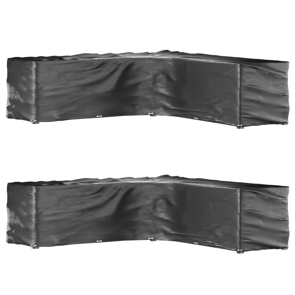 vidaXL Gartenmöbel-Abdeckungen in L-Form 2 Stk. 20 Ösen 300x300x90 cm