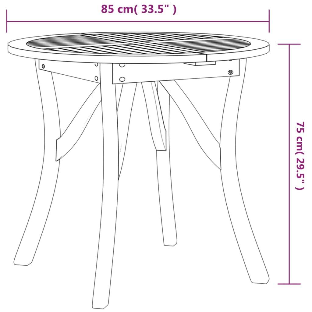 vidaXL Gartentisch Ø 85 cm Massivholz Akazie