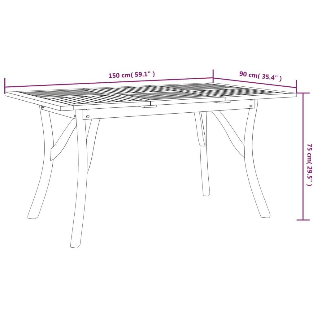 vidaXL Gartentisch 150x90x75 cm Massivholz Akazie