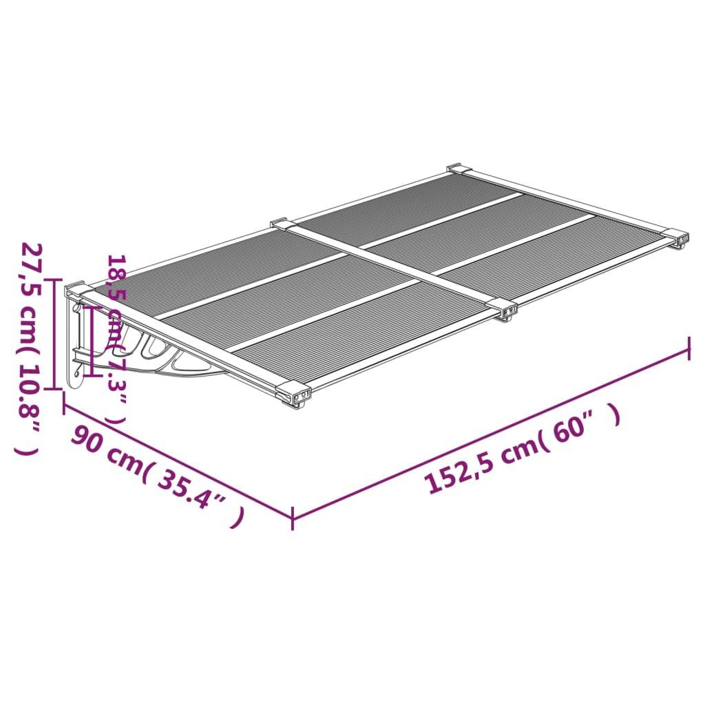 vidaXL Türvordach Schwarz 152,5x90 cm Polycarbonat