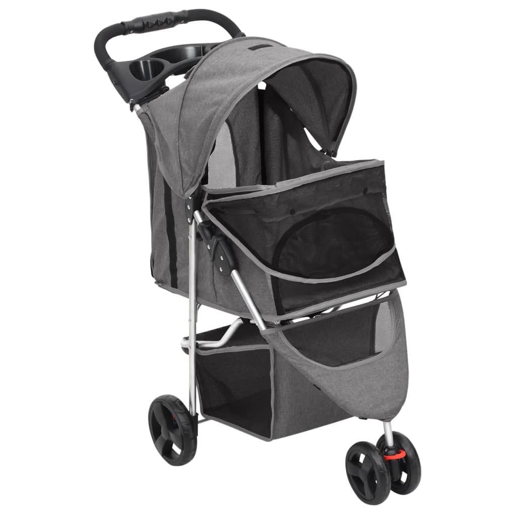 vidaXL Hundewagen Faltbar Grau 80x46x98 cm Oxford-Gewebe