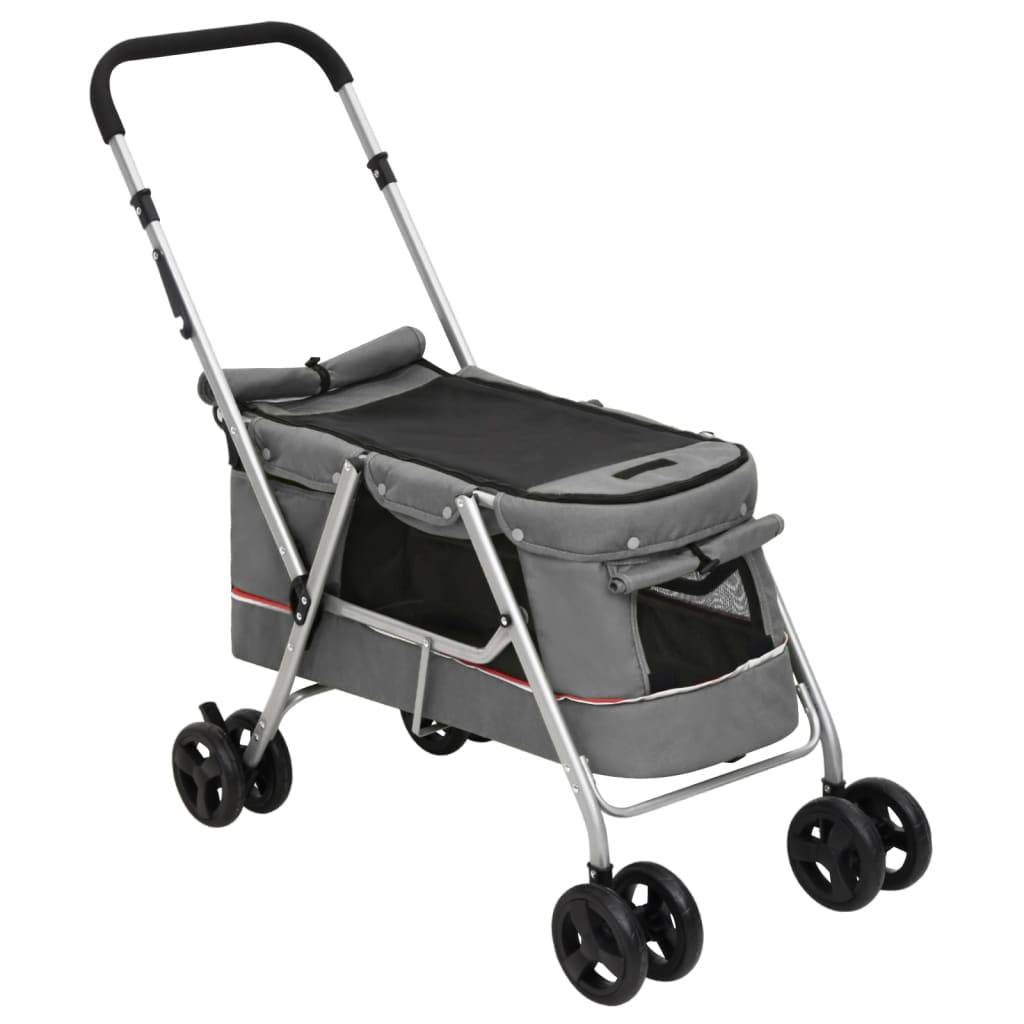 vidaXL Hundewagen Faltbar Grau 100x49x96 cm Leinenstoff
