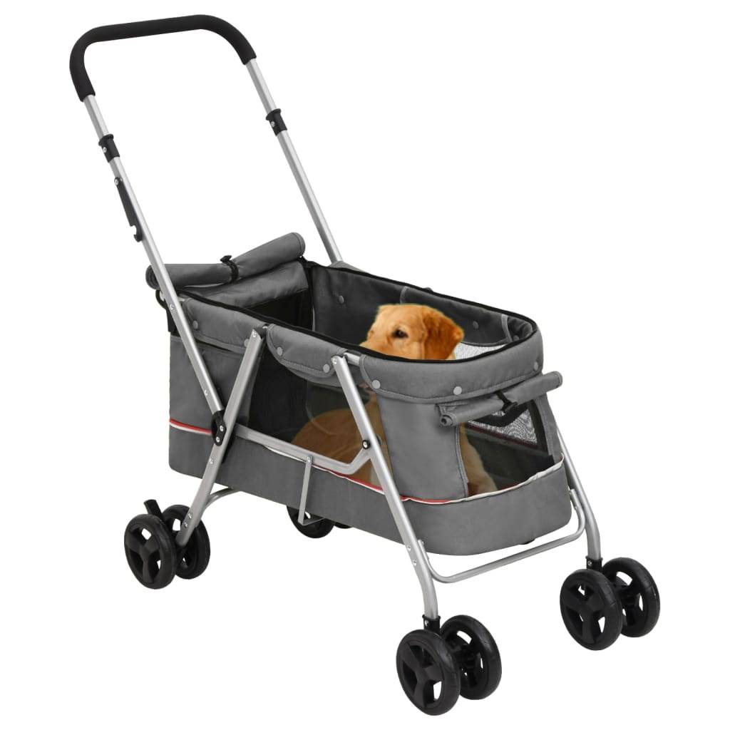 vidaXL Hundewagen Faltbar Grau 100x49x96 cm Leinenstoff
