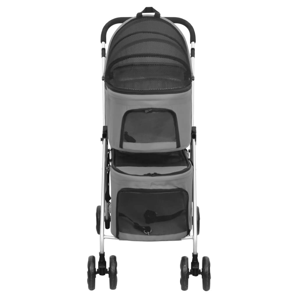 vidaXL Hundewagen für 2 Hunde Faltbar Grau 83x48x97 cm Oxford-Gewebe