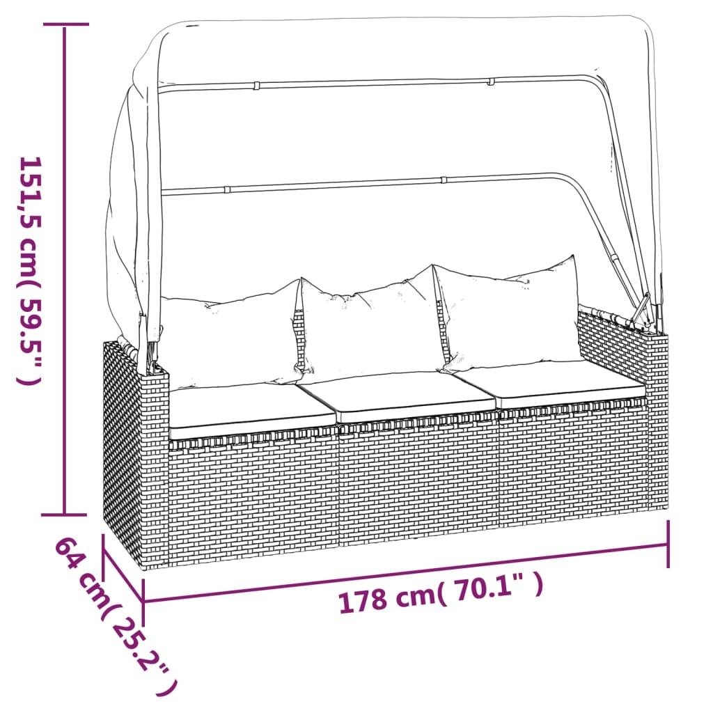 vidaXL 4-tlg. Garten-Sofagarnitur mit Kissen Grau Poly Rattan