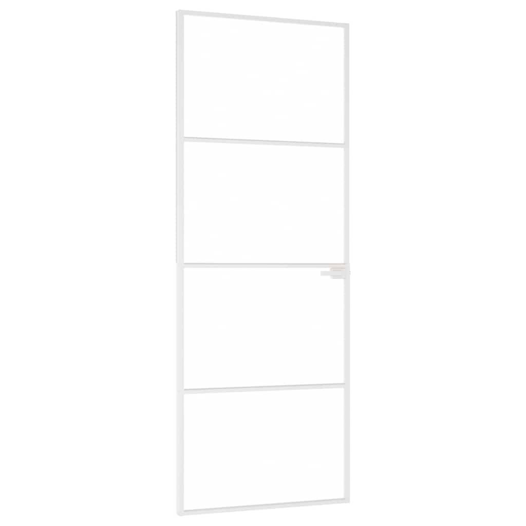vidaXL Innentür Weiß 76x201,5 cm Hartglas & Aluminium Schlank