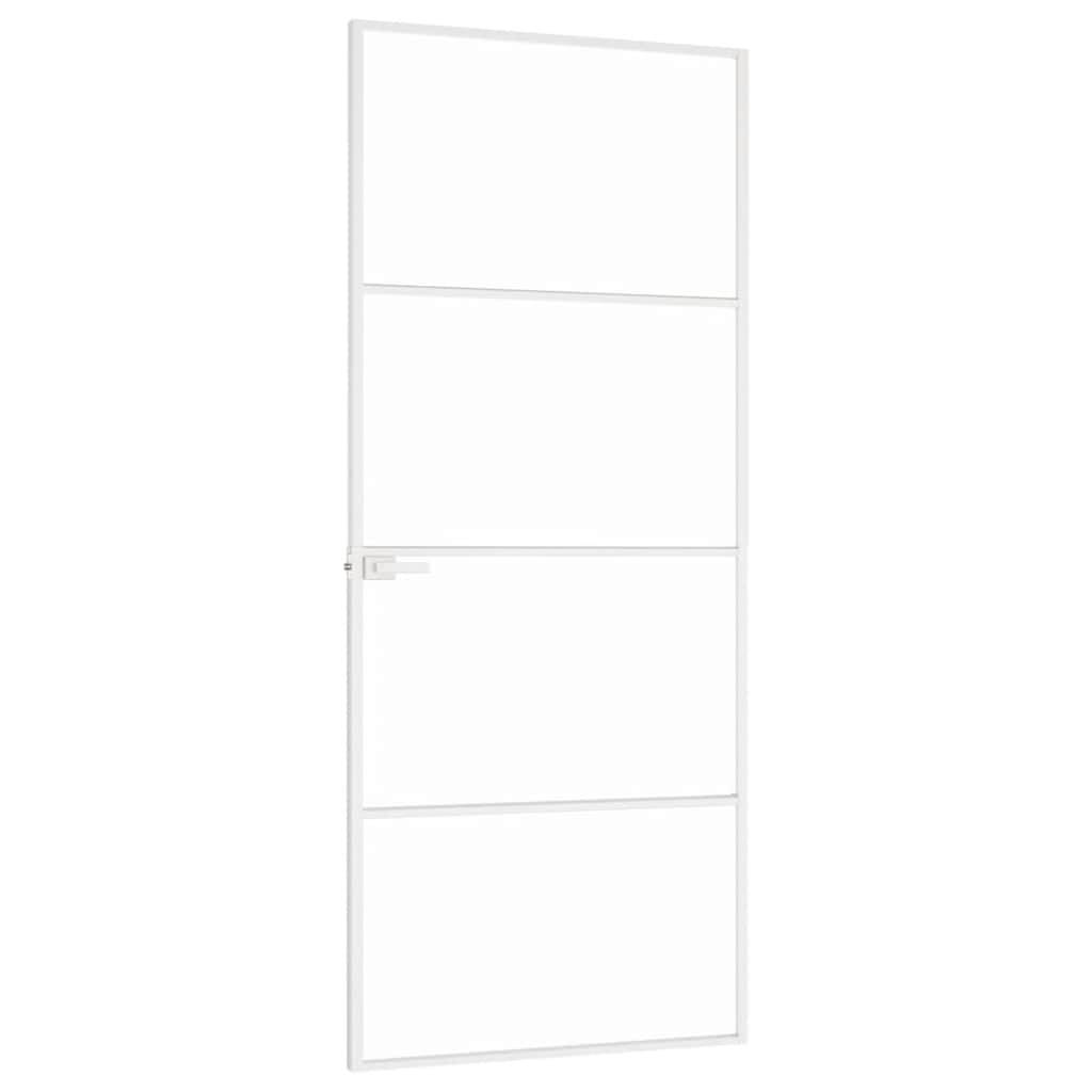 vidaXL Innentür Weiß 83x201,5 cm Hartglas & Aluminium Schlank