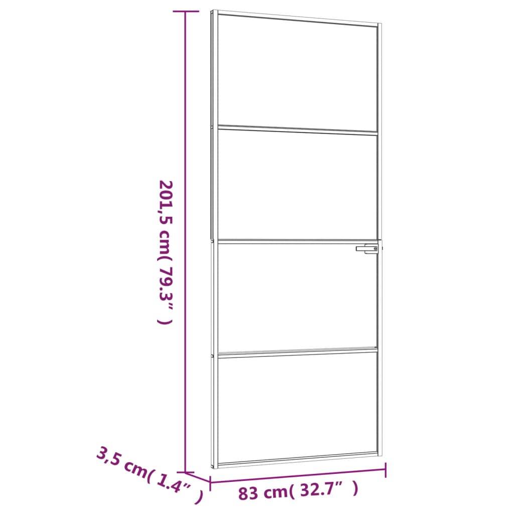 vidaXL Innentür Weiß 83x201,5 cm Hartglas & Aluminium Schlank